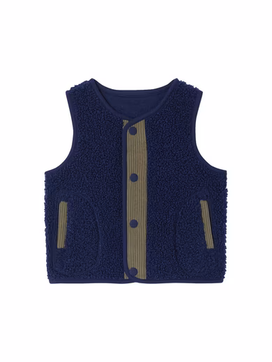 Cardigan vest, sleeveless, with snap buttons at the front