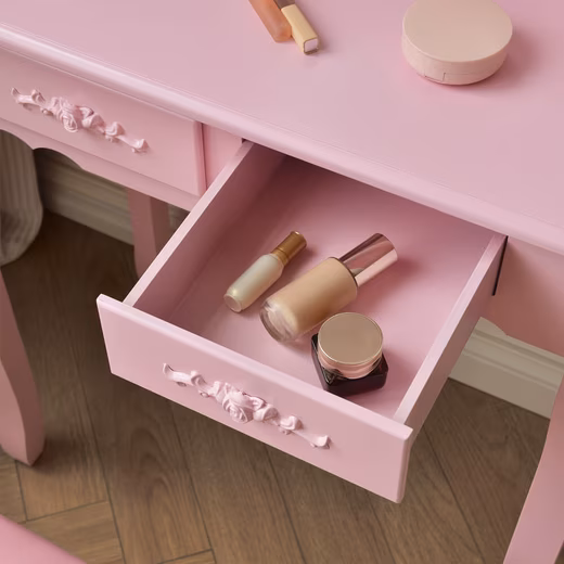 ROSY dressing table - 149 x 71 x 40 cm (incl. stool & mirror), adjustable LED lighting & storage space, dressing table - Image 3