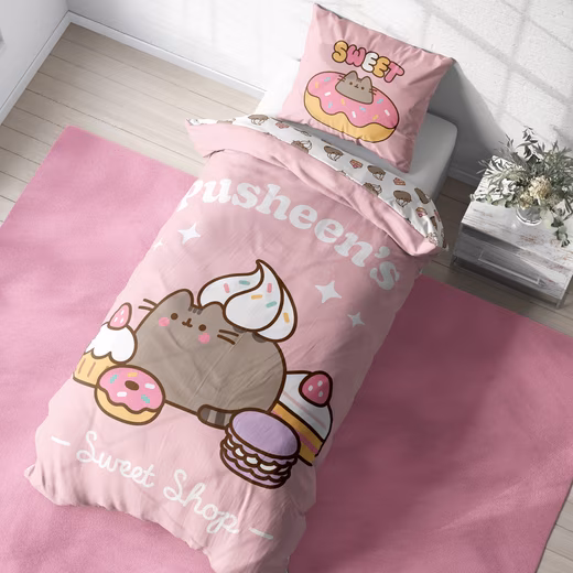 Pusheen Cat Bedding Set in 135x200 + 80x80 cm, Kawaii Microfiber, 2-piece, reversible bedding for children and teenagers, sweet & cute - Image 2