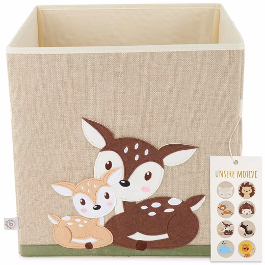 Bieco toy chest, children's storage box with deer design, 36L, foldable, Kallax toy box