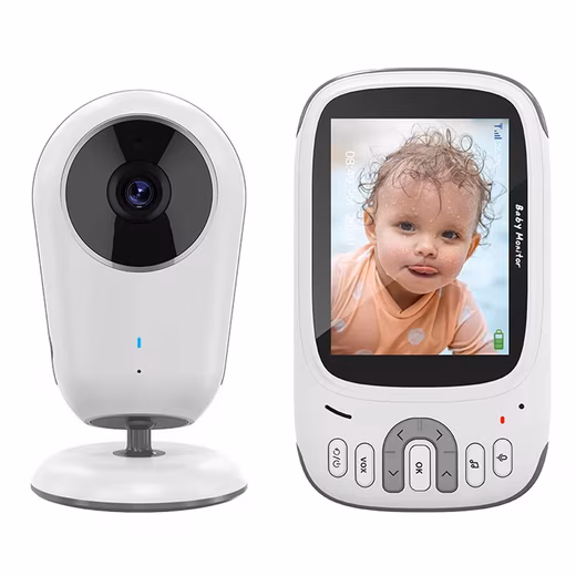 Video baby monitor 3.2 inch baby monitor with camera 720p Two-way audio, VOX mode, night vision, temperature monitoring, lullaby, alarm clock, baby monitor with camera – ideal for parents