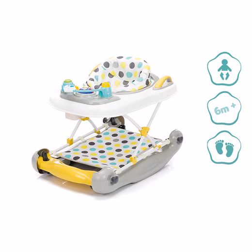 Fillikid walker, baby walker with yellow/grey dots Baby walker, play and walking aid - Image 2