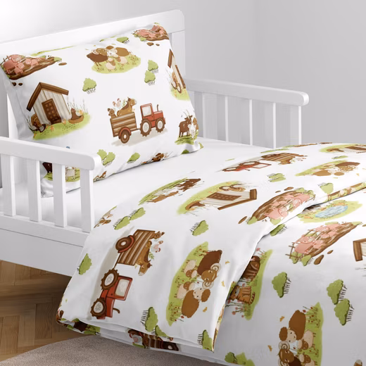 Baby bedding Little Farm • 100x135 + 40x60 cm • Farm 100% cotton, 2-piece set, percale • Gift idea • Farm animals