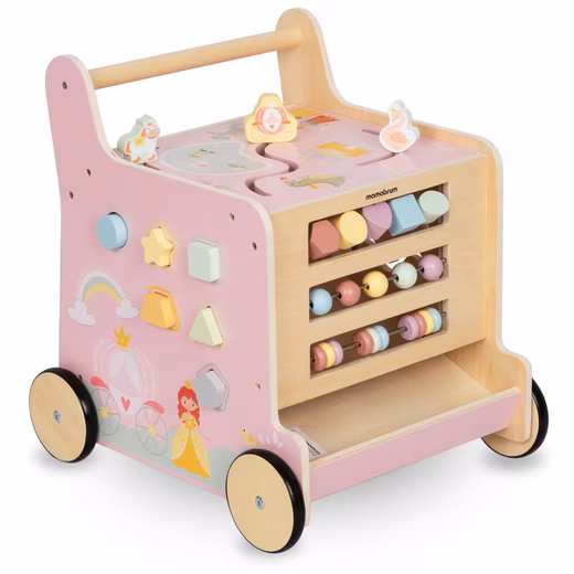 2-in-1 Wooden Walker and Learning Cube – Princess Design