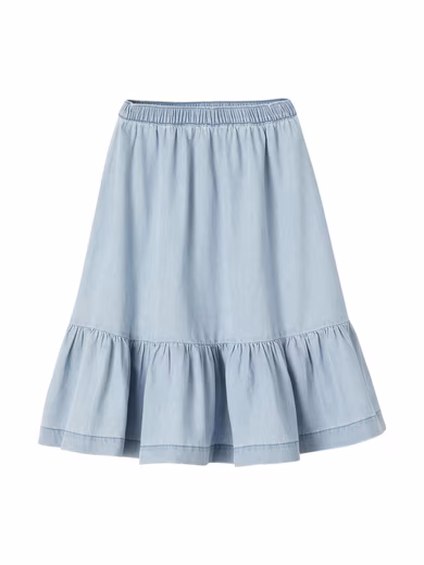 Maxi skirt for girls, flounced skirt made of light denim