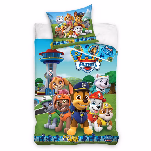 Paw Patrol children's bedding 135x200 + 80x80 cm, 100% cotton Percale, 2-piece bedding set for children, girls and boys
