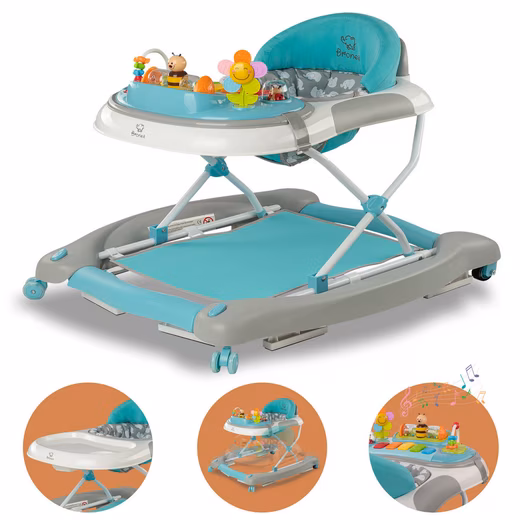 Happy Life 4-in-1 Baby Walker, Baby Walker, Baby Stroller, Rocking Toy, Blue