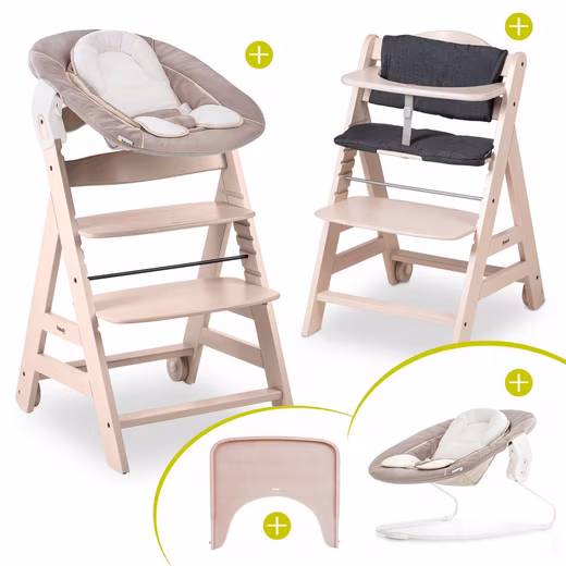 Beta Plus Whitewashed Newborn Set High Chair - Stretch Beige