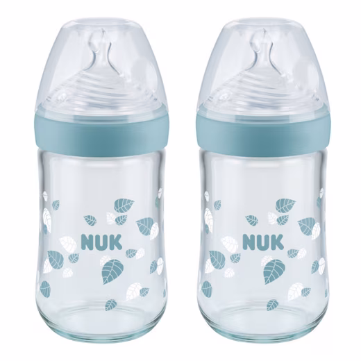 NUK Nature Sense glass baby bottle, 0-6 months, 240 ml VALUE PACK