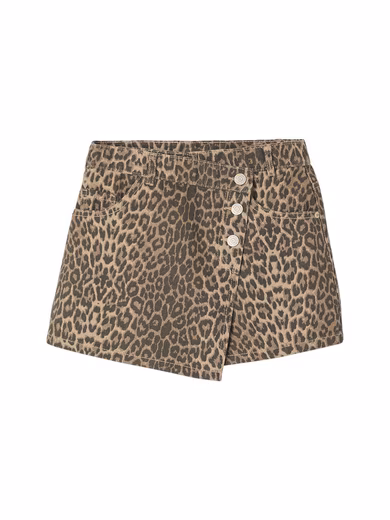Mini skirt, asymmetrical girls' culottes with leopard print