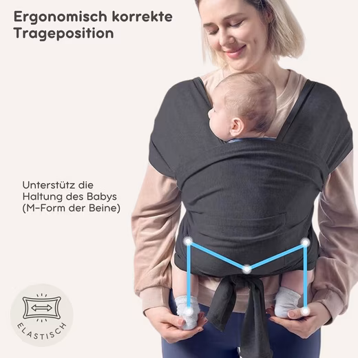 Baby sling for newborns - baby sling without tying Baby carrier from birth to 15 kilos, elastic baby sling - Image 2