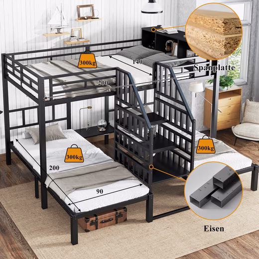 Iron bunk bed with three sleeping places - Image 2