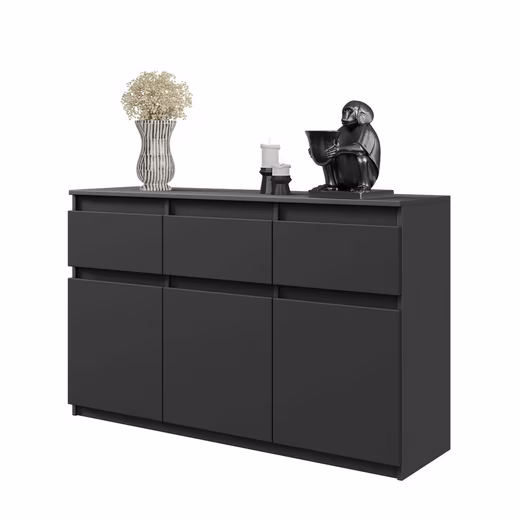 NOAH chest of drawers, 3 drawers and 3 doors - Anthracite Grey H75cm W120cm D35cm - Image 5