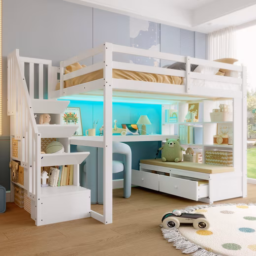 Loft bed 140x200 with LED