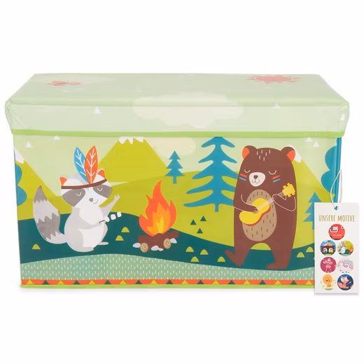 Bieco toy chest, storage box with lid, 60L, foldable toy box