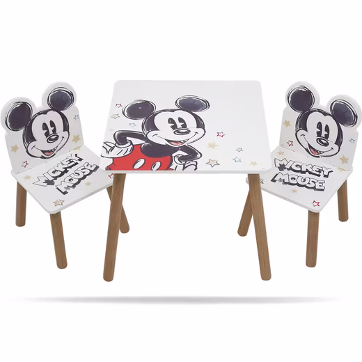 Mickey Mouse Children's Seating Set - Wooden Table & 2 Chairs, Disney