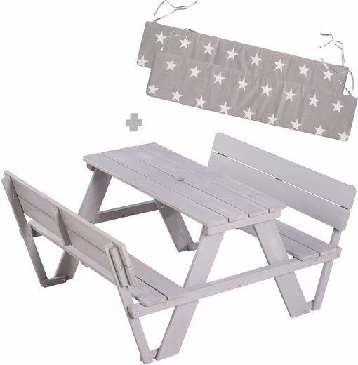 Children's picnic seating set for 4, outdoor +, grey