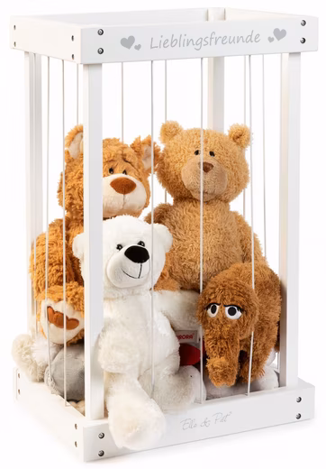 Wooden toy chest/plush toy box for storing cuddly toys (White)