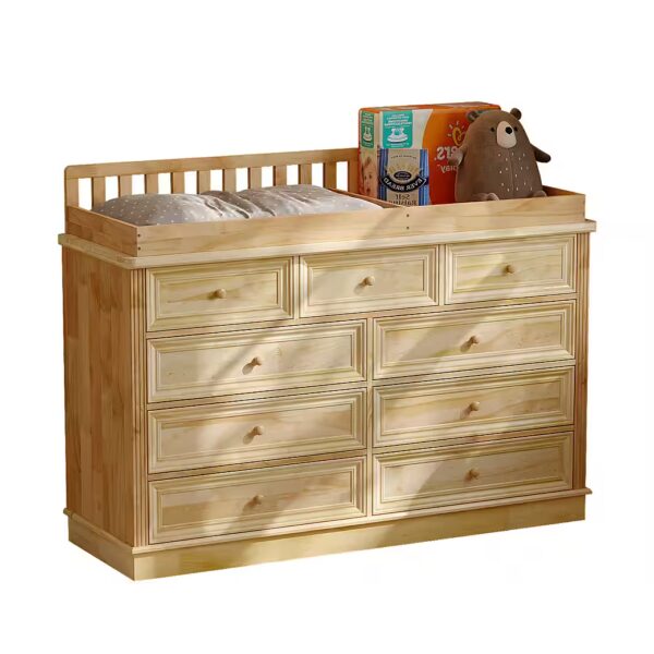 Changing Chest of Drawers in Natural Colour, Pine Wood, 140×48×102 cm