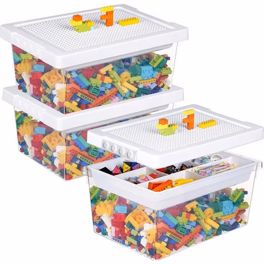 Toy Chest Storage Box Toy Lid Tray PP Children's Room 3pcs White