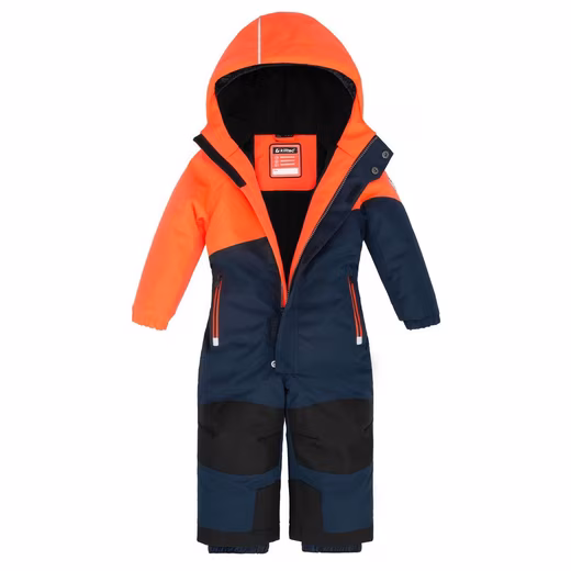 Snowsuit, children's ski suit, dark navy/neon orange - Image 3