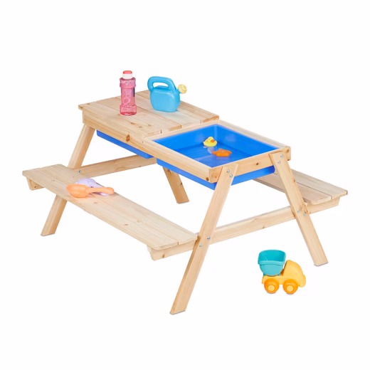Wooden children's seating set with mud table