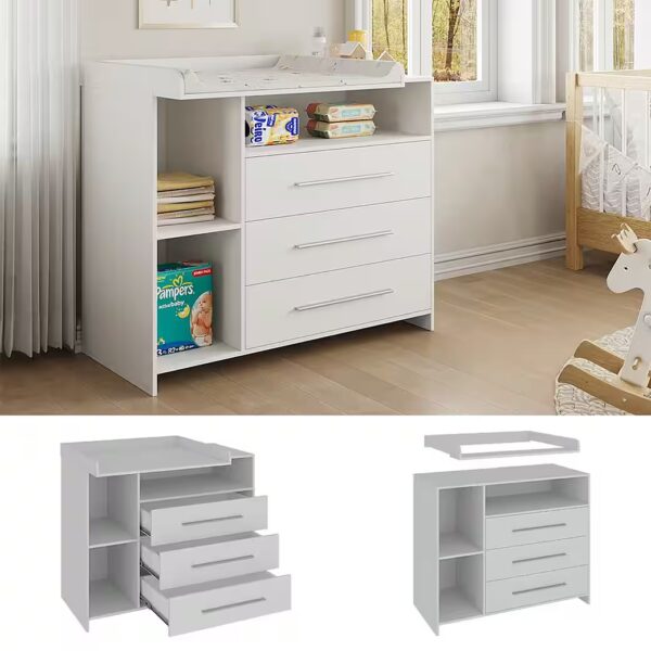 Paula Wrap Dresser, White/White, 110 x 93.5 cm with Wrap Attachment