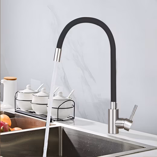 Kitchen faucet, high pressure, kitchen tap, 360° swivel sink faucet (Mixer tap) Silicone, stainless steel