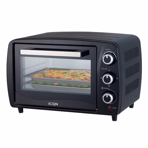 ICQN Mini Oven, 15 Liters, 1200W, 90°C-230°C, 60 min. Timer, Anthracite 3 cooking functions, 60 min, double glazing, 90-230°C