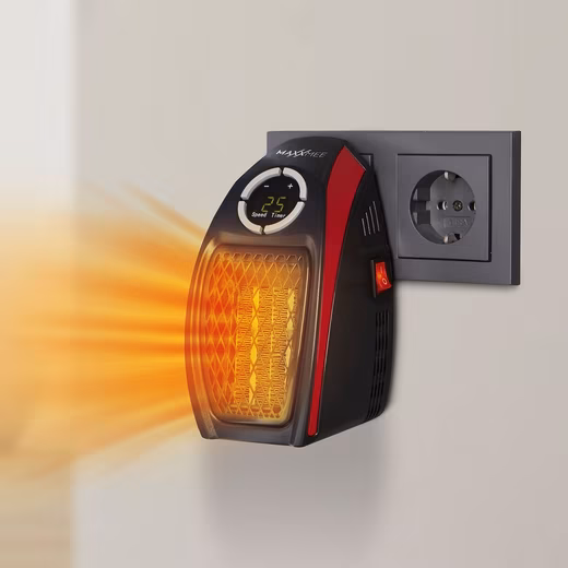 Infrared heater 500 W, mini heater with stand, black/red