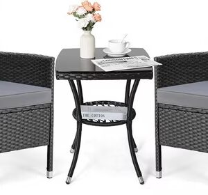 Balcony Set with Cushions and Glass Table, Balcony Furniture Set