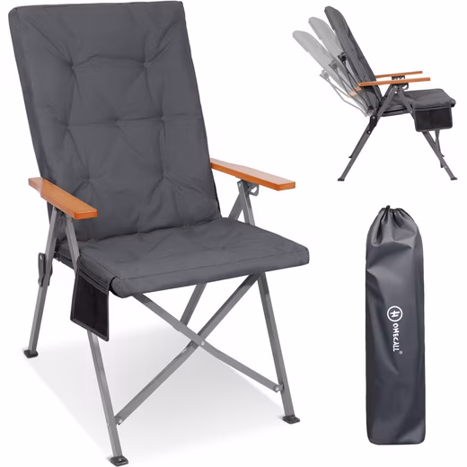 Camping Chair Foldable High Back Luxury Folding Chair with 4.5cm Thickness Upholstered