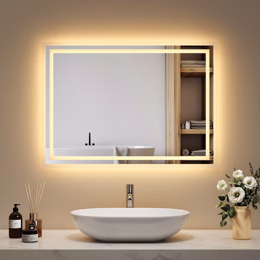 Bathroom Mirror with Wall/Touch Switch LED Lighting Wall Mirror