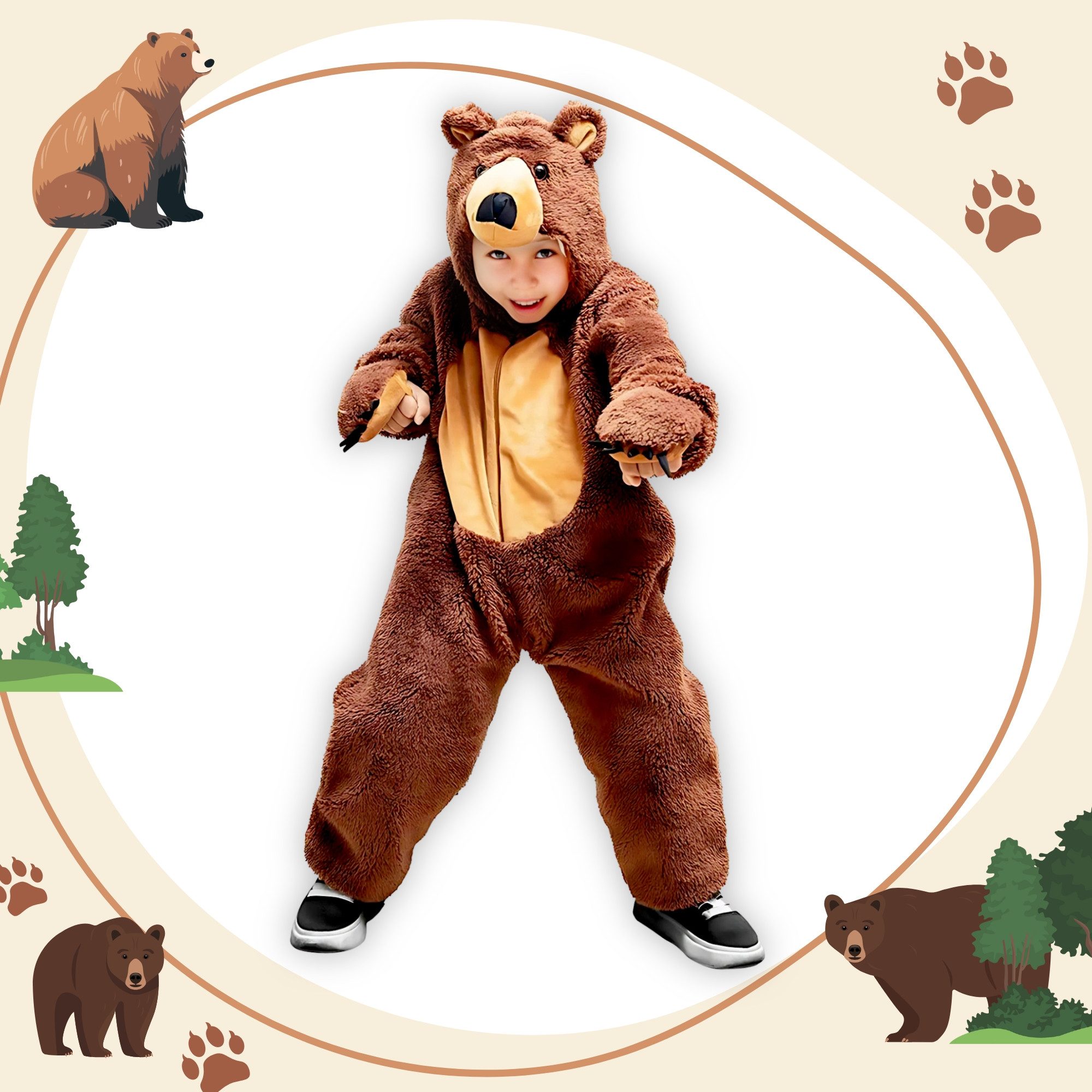 Brown bear costume, F67, children's, carnival, Mardi Gras - Image 2