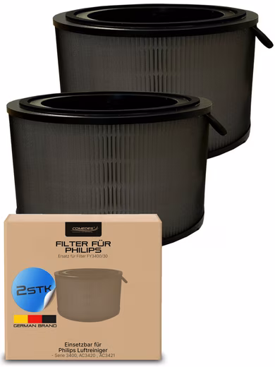Filter set of 2, usable instead of Philips FY3400/30, HEPA & activated carbon Accessories for AC3420 & AC3421 air purifiers