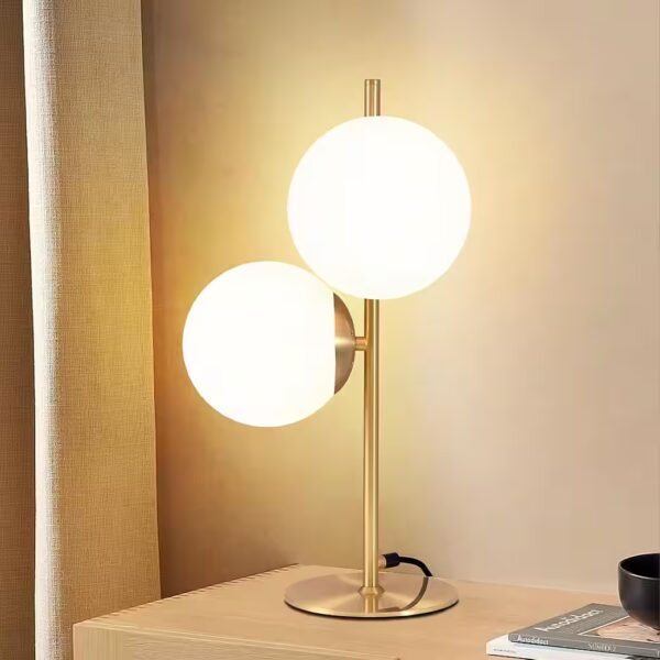 Vintage Table Lamp, Bedside Lamp - Black/Gold, 2 Lights without light source