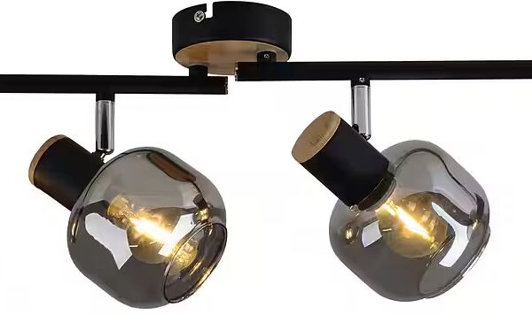 Fumoso ceiling light Replaceable bulbs, bulbs not included, smoking glass (dark tinted), metal/black, swiveling, 4-light