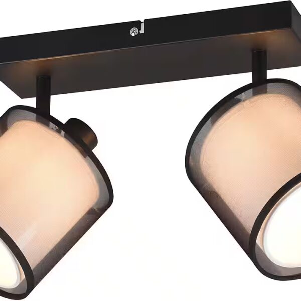 Liotta ceiling spotlight Replaceable light source, 2-light spotlight with double fabric shade, transparent organza shade