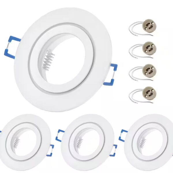 Ceiling spotlight set of 4, IP44, recessed spotlights, GU10, aluminum, for bathroom & kitchen, matte white without light bulbs, recessed spotlights, mounting frames, ceiling lamp