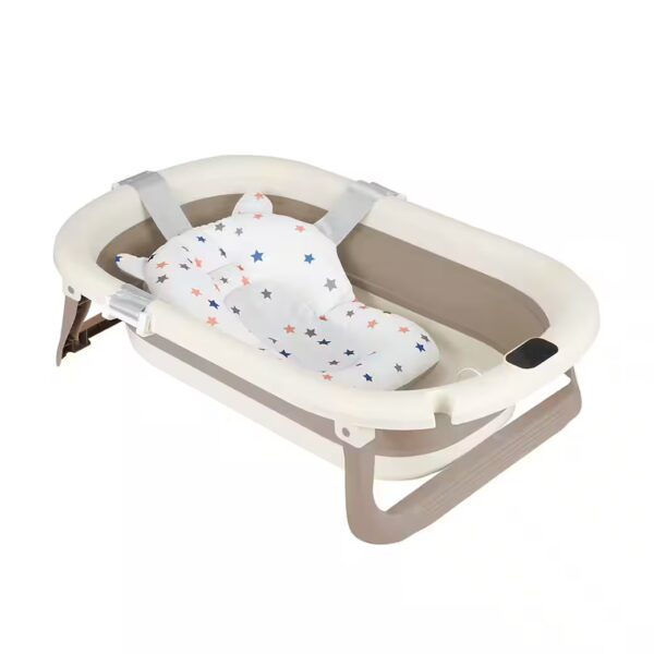 Baby bathtub, foldable, with integrated thermometer