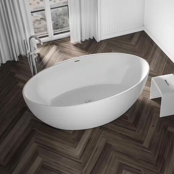 DESTINO bathtub (Acrylic bathtubs, freestanding tub, acrylic tub, sanitary acrylic), oval freestanding bathtub acrylic white - 175 x 100 cm