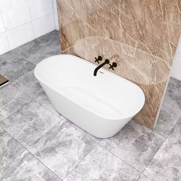 Oval freestanding bathtub, white, acrylic bathtub 150x80