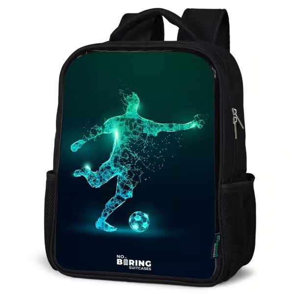 Backpack footballer kicks violently in digital form