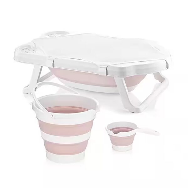 Baby bathtub, foldable baby bathtub with lying net, 4-piece baby bathtub