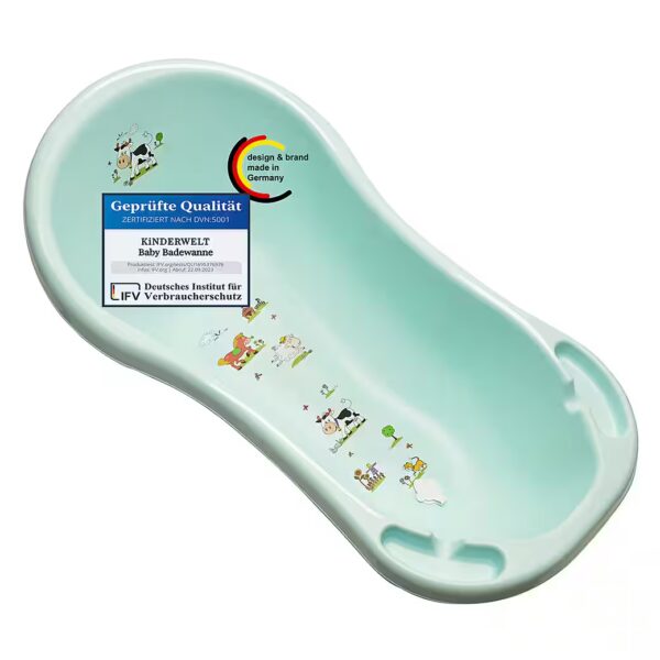 Premium Funny Farm baby bathtub, aquamarine XXL + drain plug with drain plug