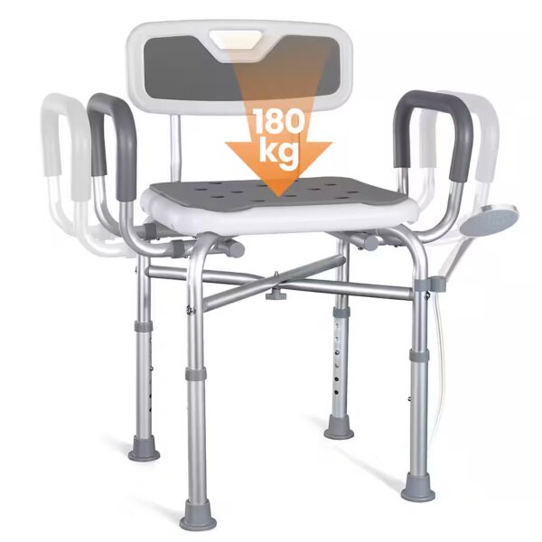 Shower chair, shower stool, height-adjustable bathroom stool for the shower, aluminum