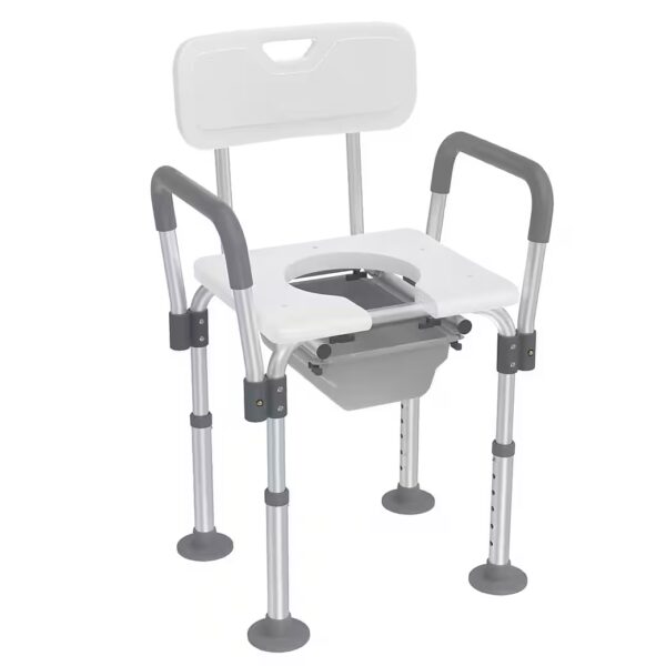 Shower chair, height-adjustable and non-slip toilet chair with armrests