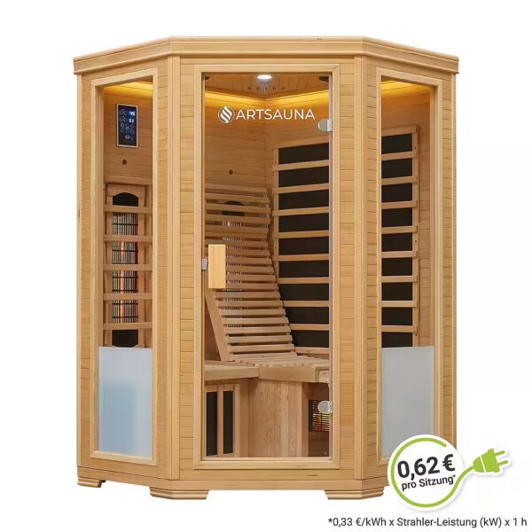 Aalborg Dual-Technology Infrared Cabin For 2 people, hemlock wood, hi-fi system, ionizer, LED color light