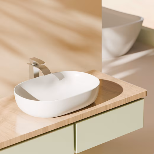 Countertop washbasin Oval countertop washbasin, washbasin glossy white 60x41.5 cm for toilet