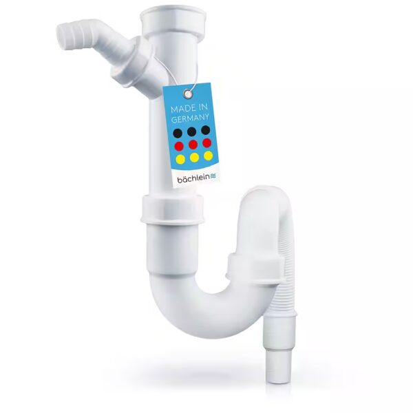 Flexible tubular siphon for kitchen sink Made in Germany